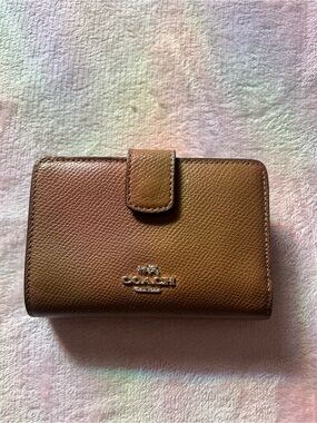 Coach Brown Pebbled Leather Snap Card Holder